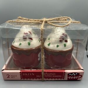 BKLYN Steel Co Hot Cocoa Cup Salt And Pepper Set Christmas Holiday Winter NEW